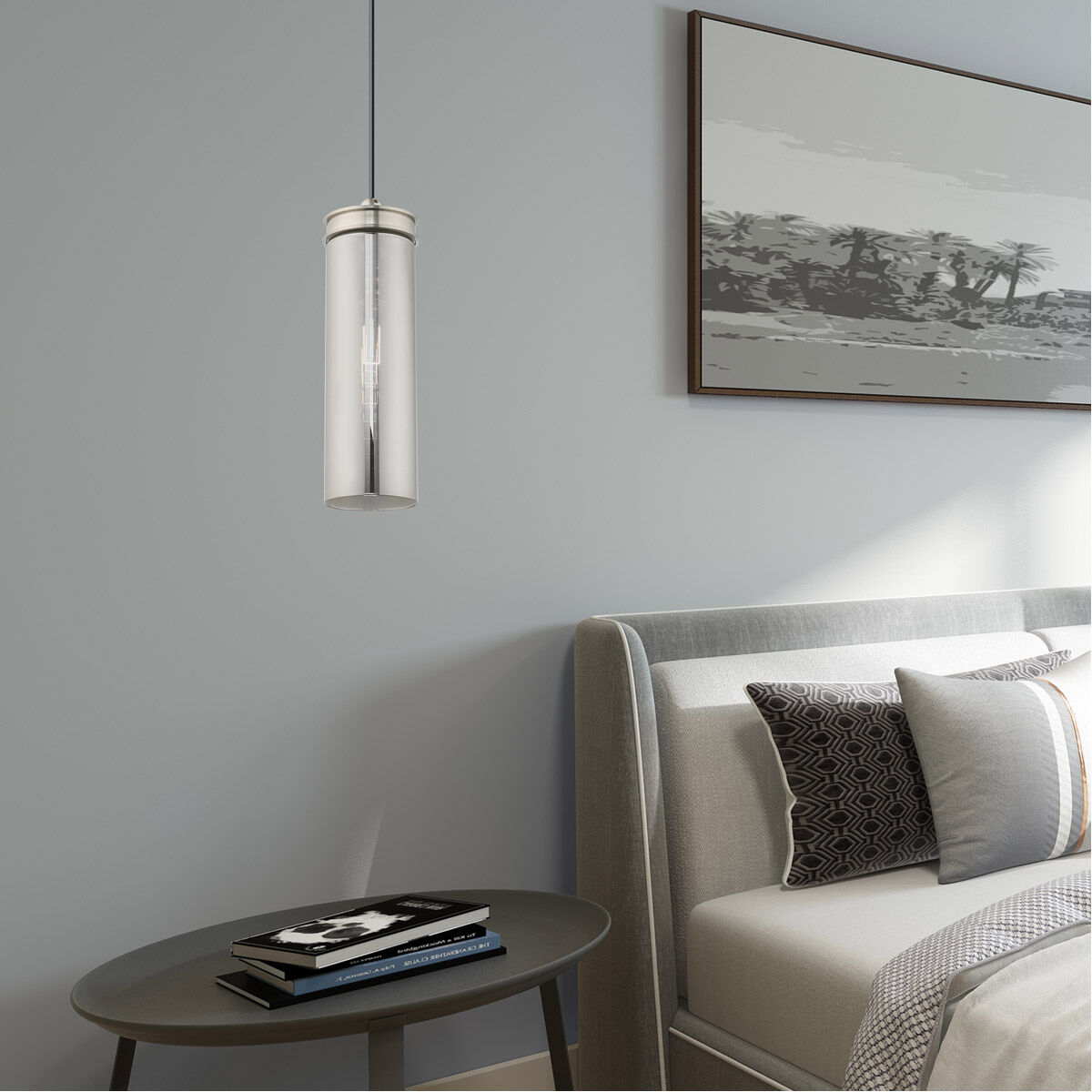 Art Glass 1 Light 5 inch Brushed Nickel Mini Pendant Ceiling Light