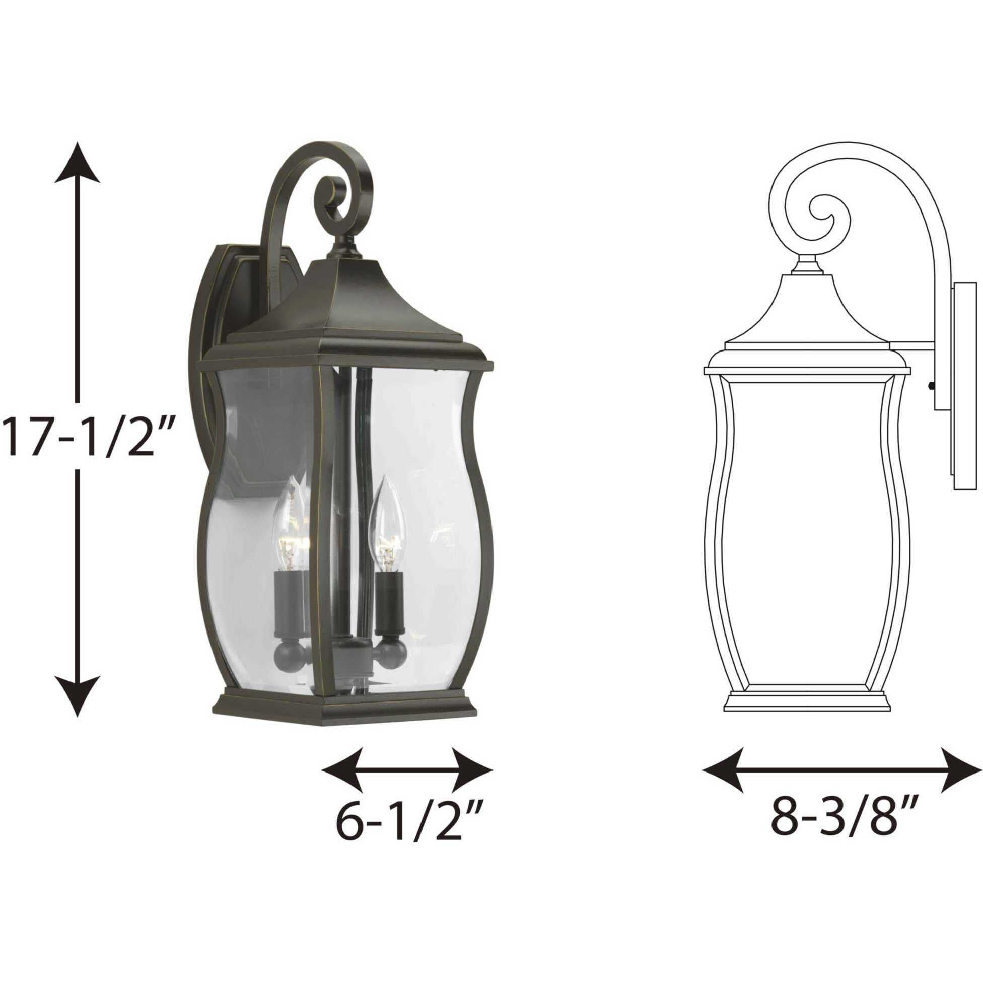 Township 2 Light 18 inch Oil Rubbed Bronze Outdoor Wall Lantern, Medium