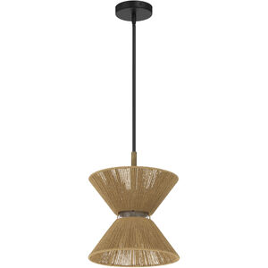 Serena 1 Light 12.13 inch Flat Black/Walnut Pendant Ceiling Light in Flat Black and Walnut