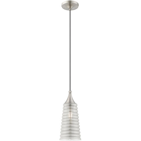 Art Glass 1 Light 6 inch Brushed Nickel Mini Pendant Ceiling Light