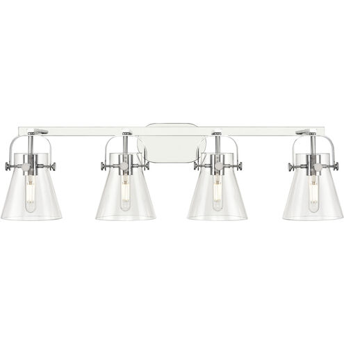 Pilaster II Cone 4 Light 36.5 inch Polished Chrome Bath Vanity Light Wall Light in Clear Glass