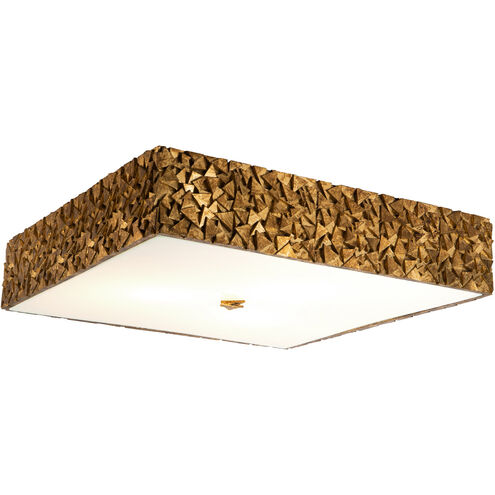 Mosaic 4 Light Gold Bath/Flush Mounts Ceiling Light in Gold Leaf with Antique