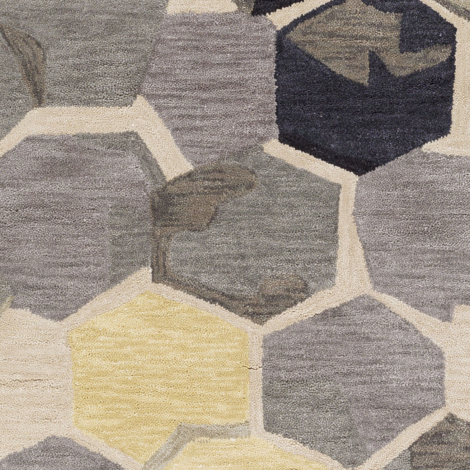 Rivera 108 X 72 inch Light Beige/Wheat/Olive/Brown/Yellow/Mustard Handmade Rug in 6 x 9, Rectangle