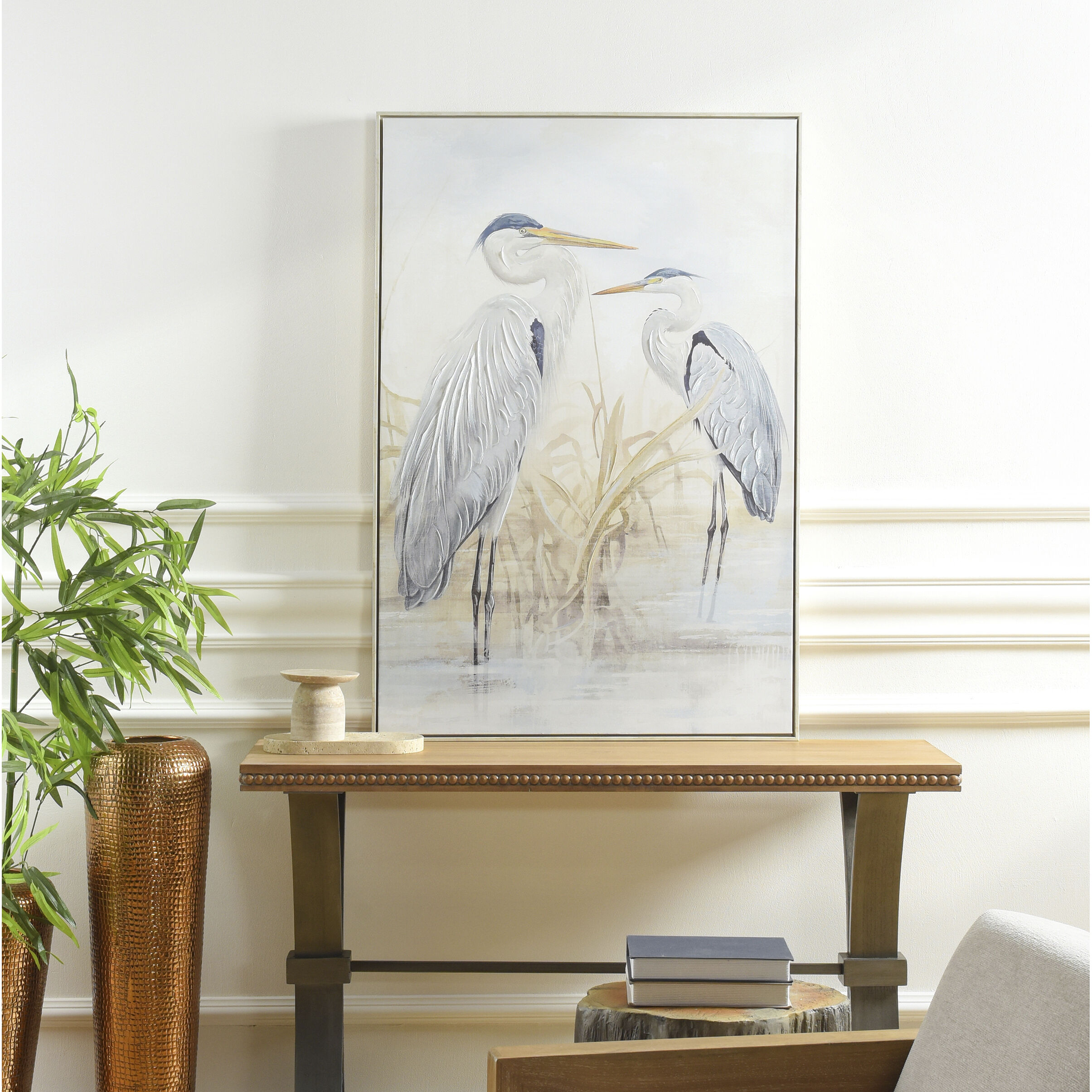 Egret Light Blue and Cream Wall Art