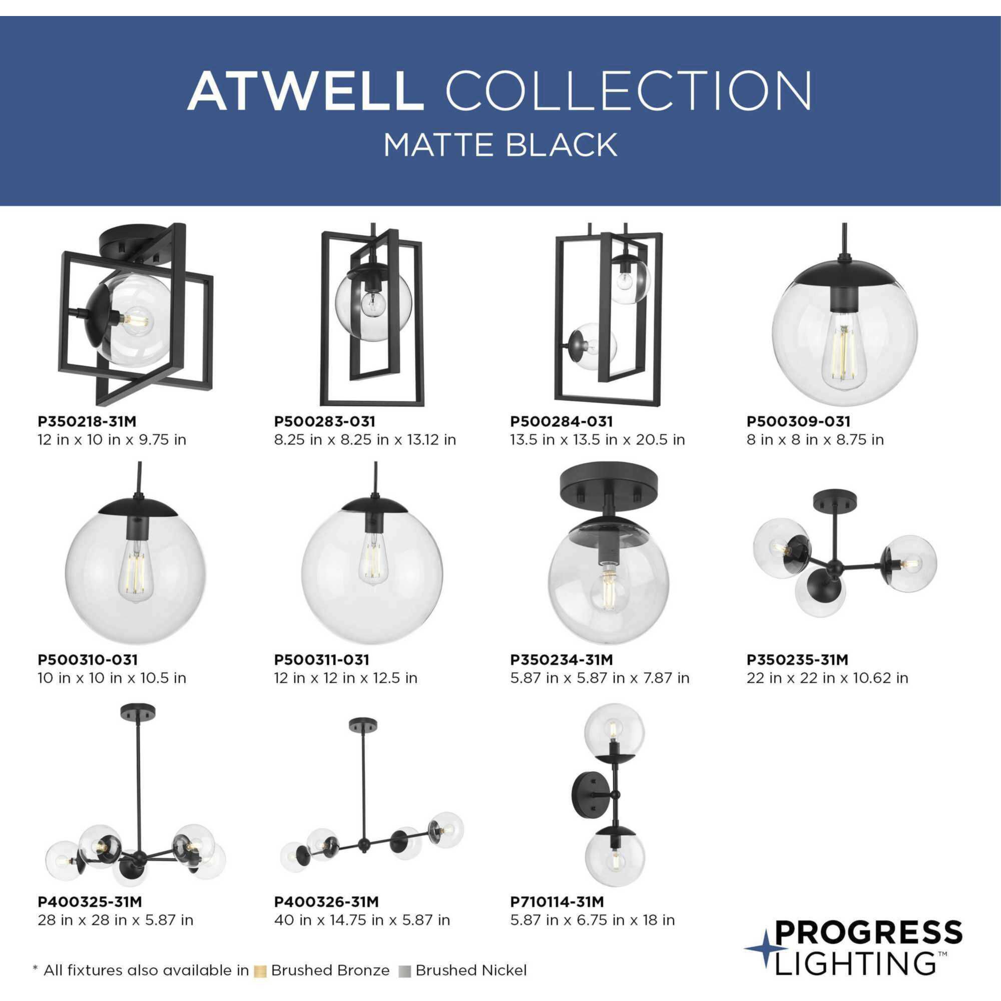 Atwell 3 Light 22 inch Matte Black Semi-Flush Mount Ceiling Light