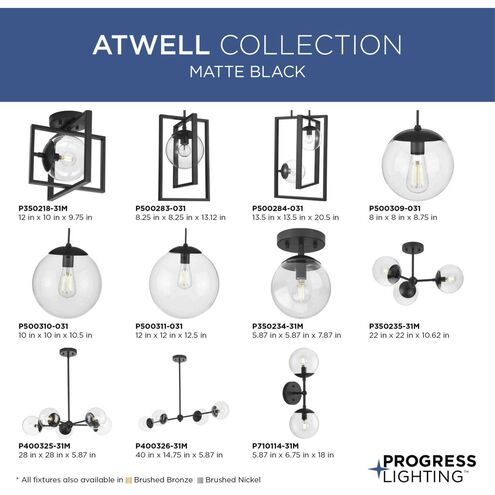 Atwell 3 Light 22 inch Matte Black Semi-Flush Mount Ceiling Light