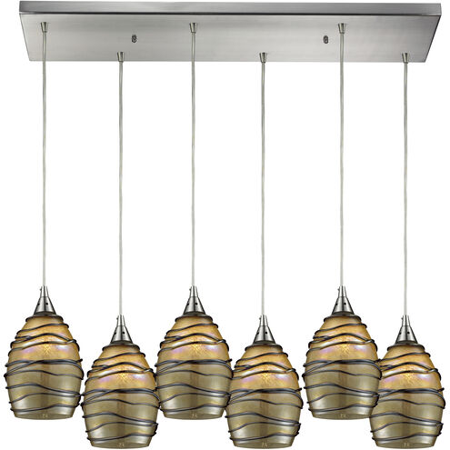 Vines 6 Light 30 inch Satin Nickel Multi Pendant Ceiling Light, Configurable