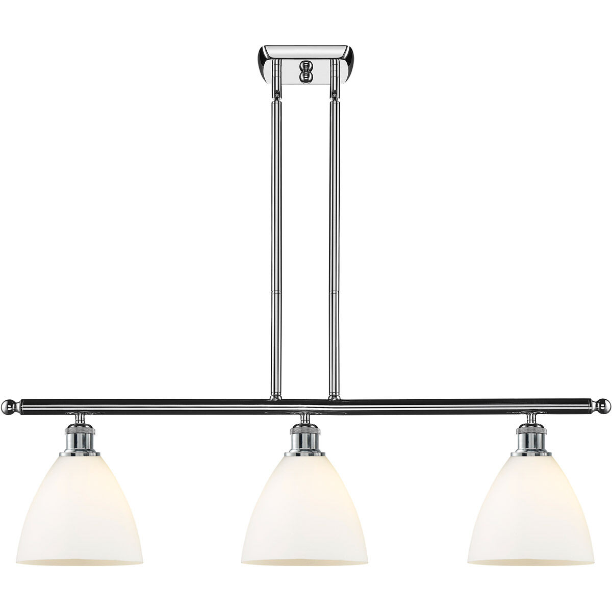 Ballston Ballston Dome 3 Light 36 inch Polished Chrome Island Light Ceiling Light in Matte White Glass