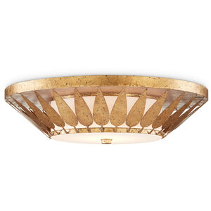 Floris 1 Light 22 inch New Gold Leaf/Milky Glass Flush Mount Ceiling Light