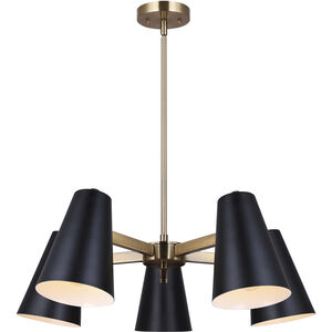 Harken 5 Light 26 inch Black/Gold Chandelier Ceiling Light