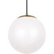 Leo - Hanging Globe LED 12 inch Satin Brass Pendant Ceiling Light