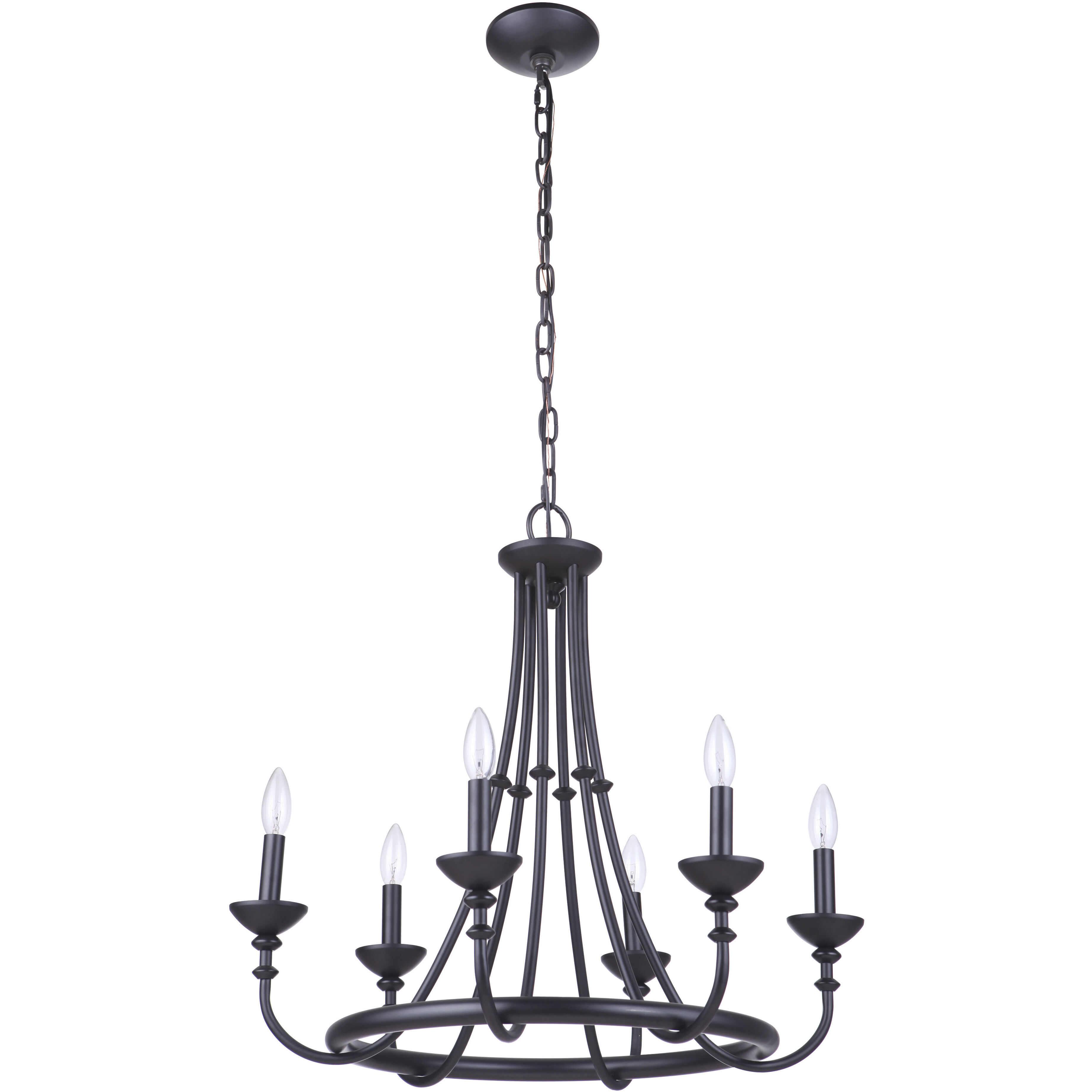 Marlowe 6 Light 24 inch Flat Black Chandelier Ceiling Light