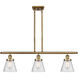 Ballston Small Cone 3 Light 36 inch Brushed Brass Island Light Ceiling Light in Seedy Glass