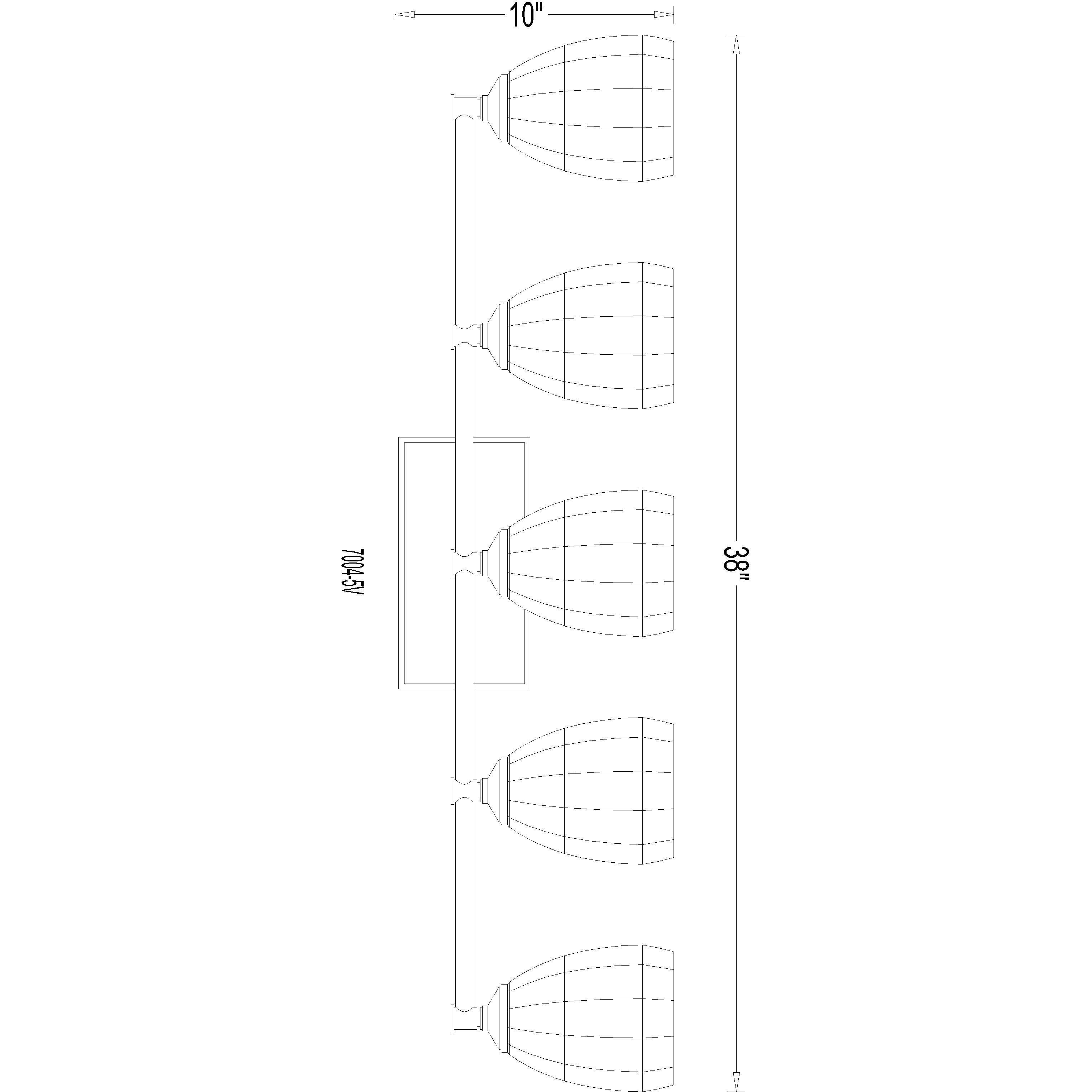 Oren 5 Light 38 inch Modern Gold Bath Vanity Light Wall Light