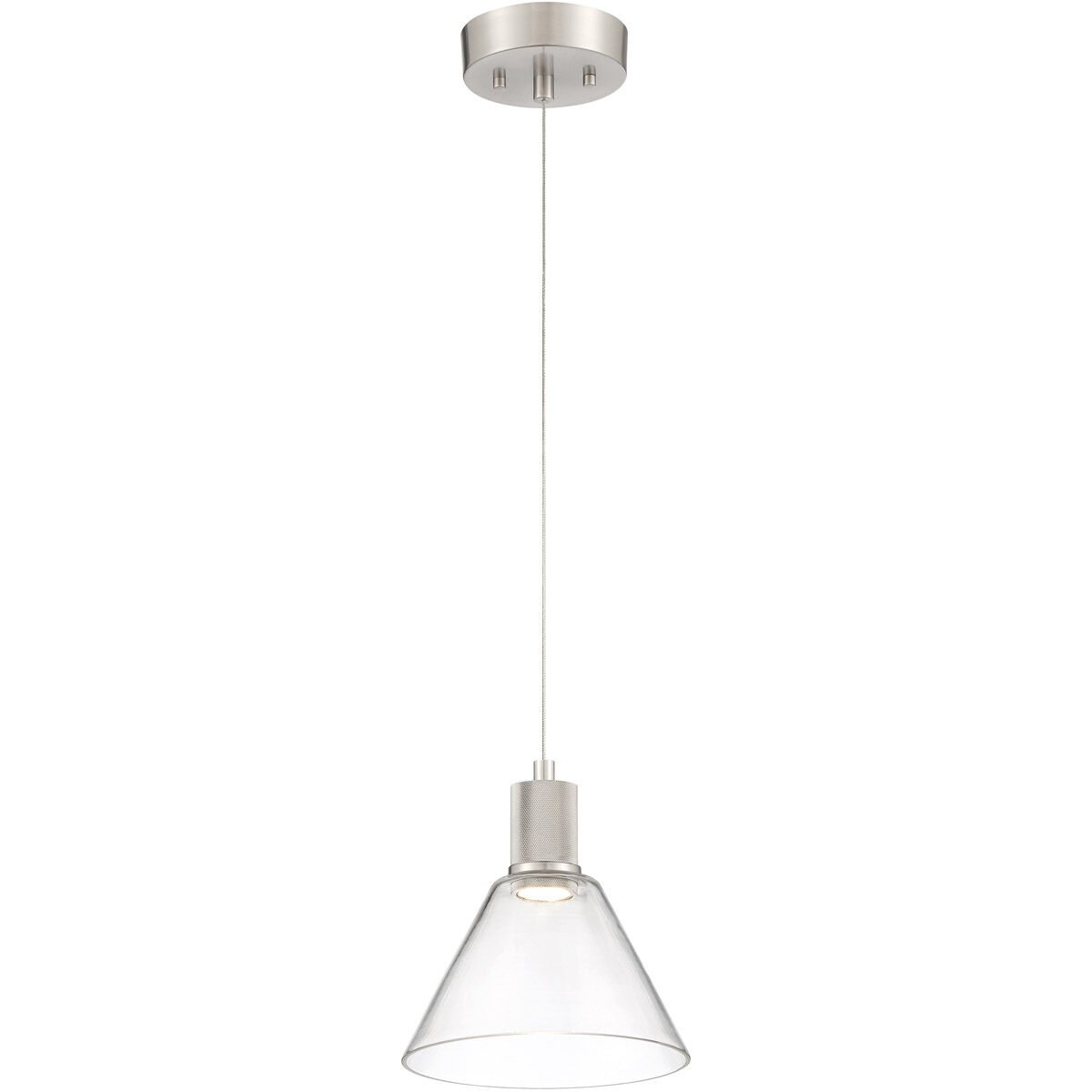 Port Nine LED 8 inch Brushed Steel Pendant Ceiling Light in Clear