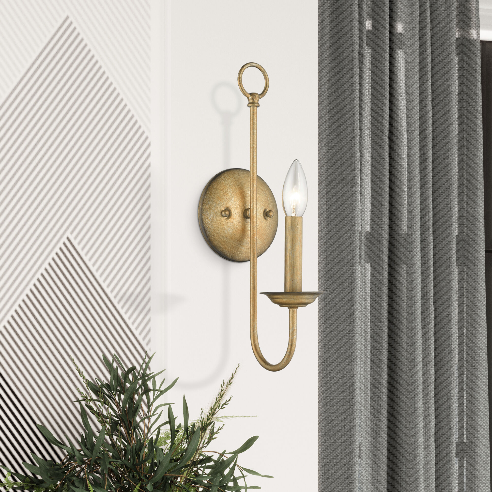 Estate 1 Light 5 inch Antique Gold Leaf Wall Sconce Wall Light, Single