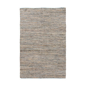 Jefferson 96 X 60 inch Taupe/Bright Blue/Denim Rugs, Jute and Leather