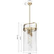 Downtown Urban Pilaster 4 Light 13.38 inch Satin Nickel Pendant Ceiling Light in Plated Smoke