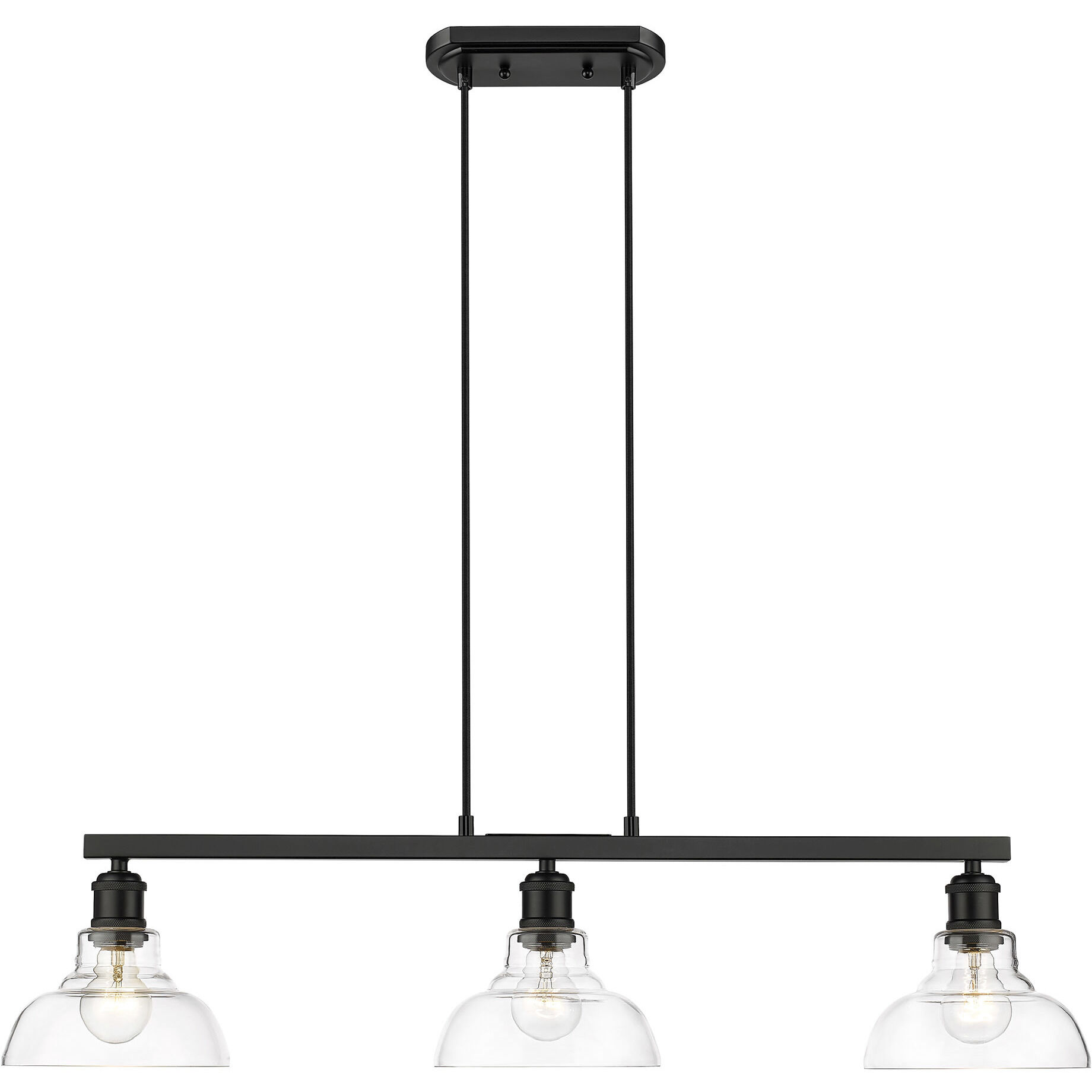 Yep Carver Island Light Ceiling Light in Matte Black, Clear Glass