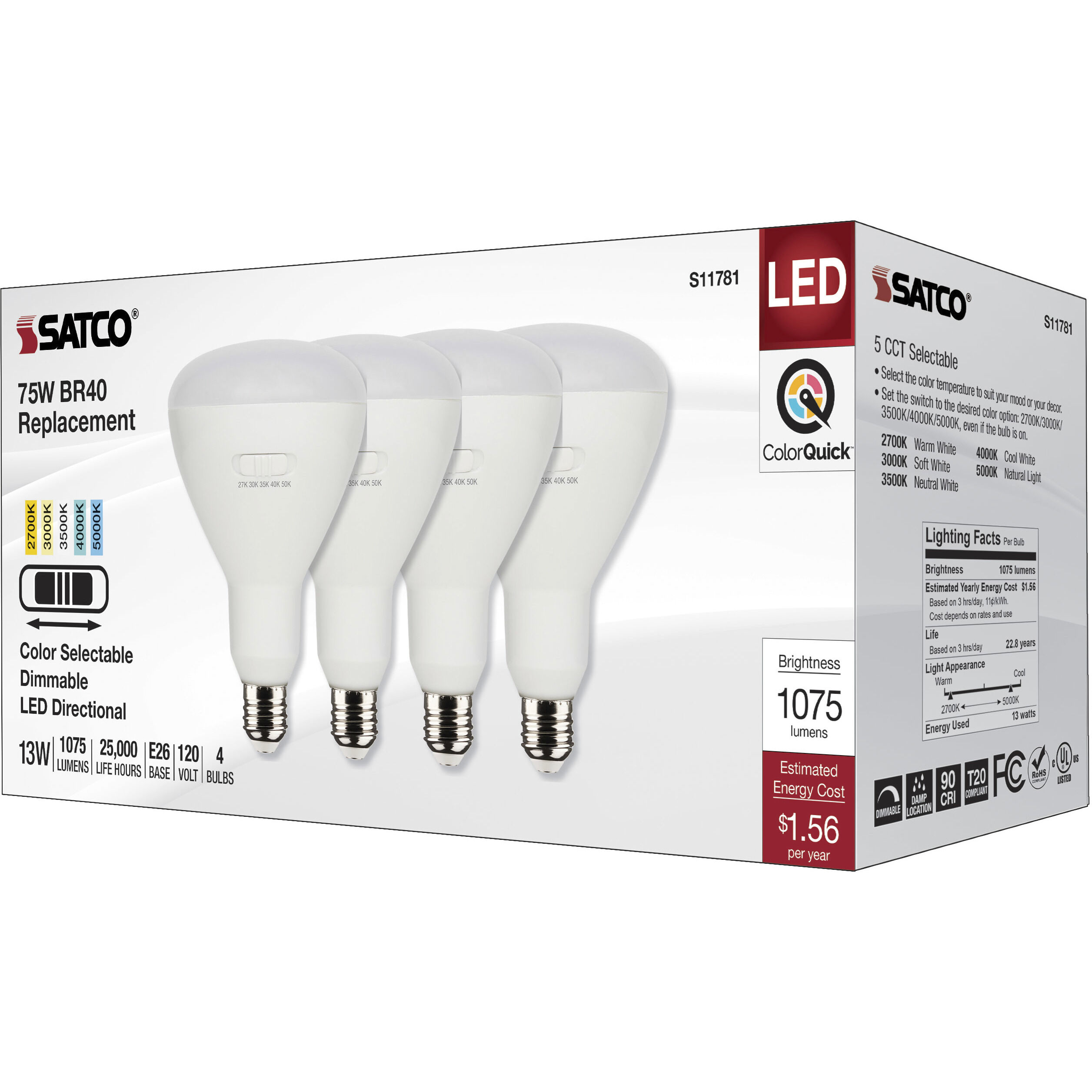 Lumos Medium 13.00 watt 2700K Light Bulb, Pack of 4