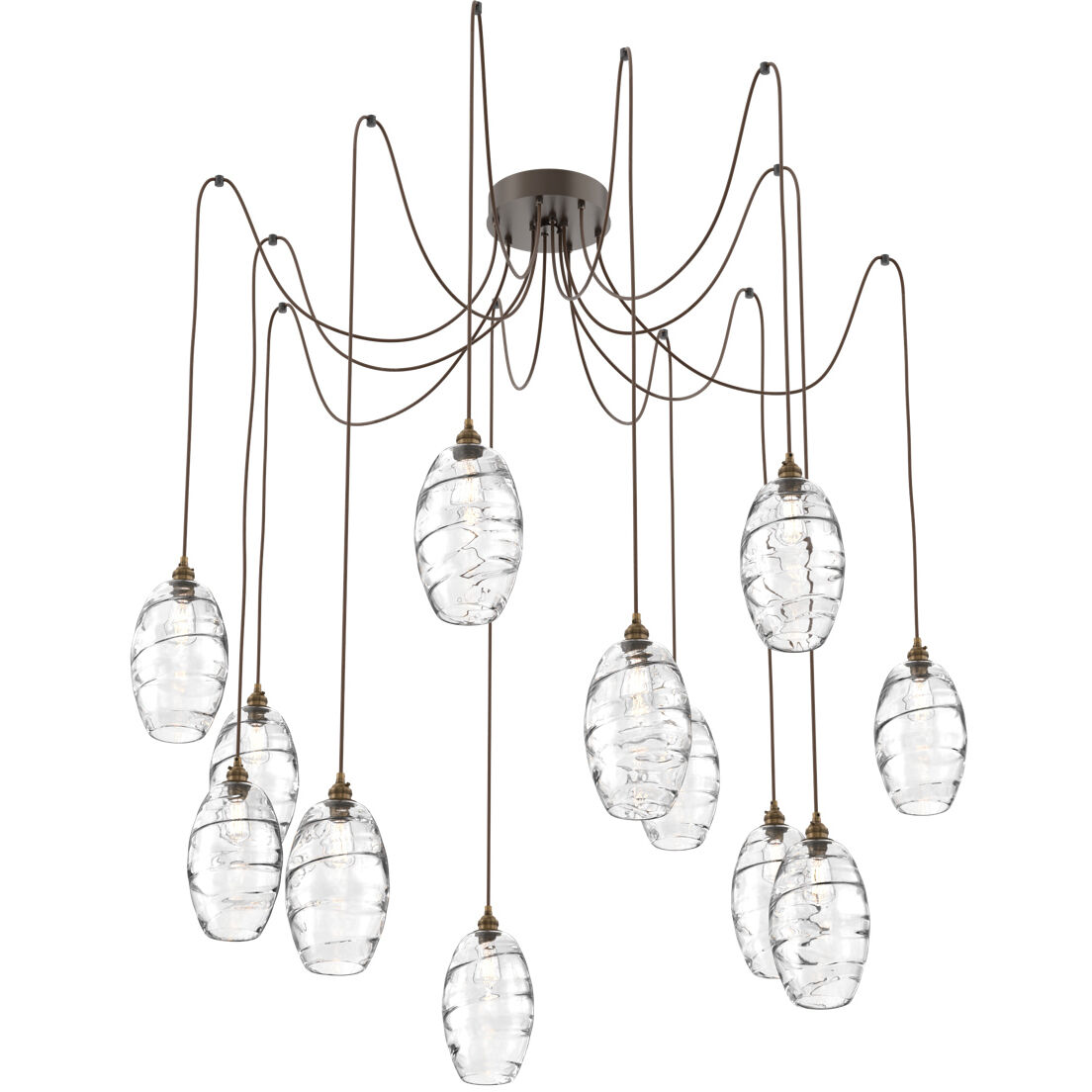 Ellisse 12 Light 15.5 inch Flat Bronze Swag Multi-Pendant Ceiling Light in Clear Optic