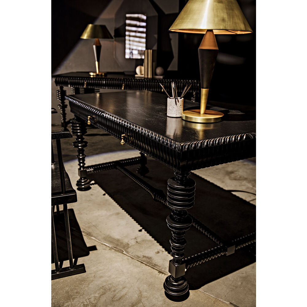 Portuguese 60 X 28 inch Hand Rubbed Black Desk, Small