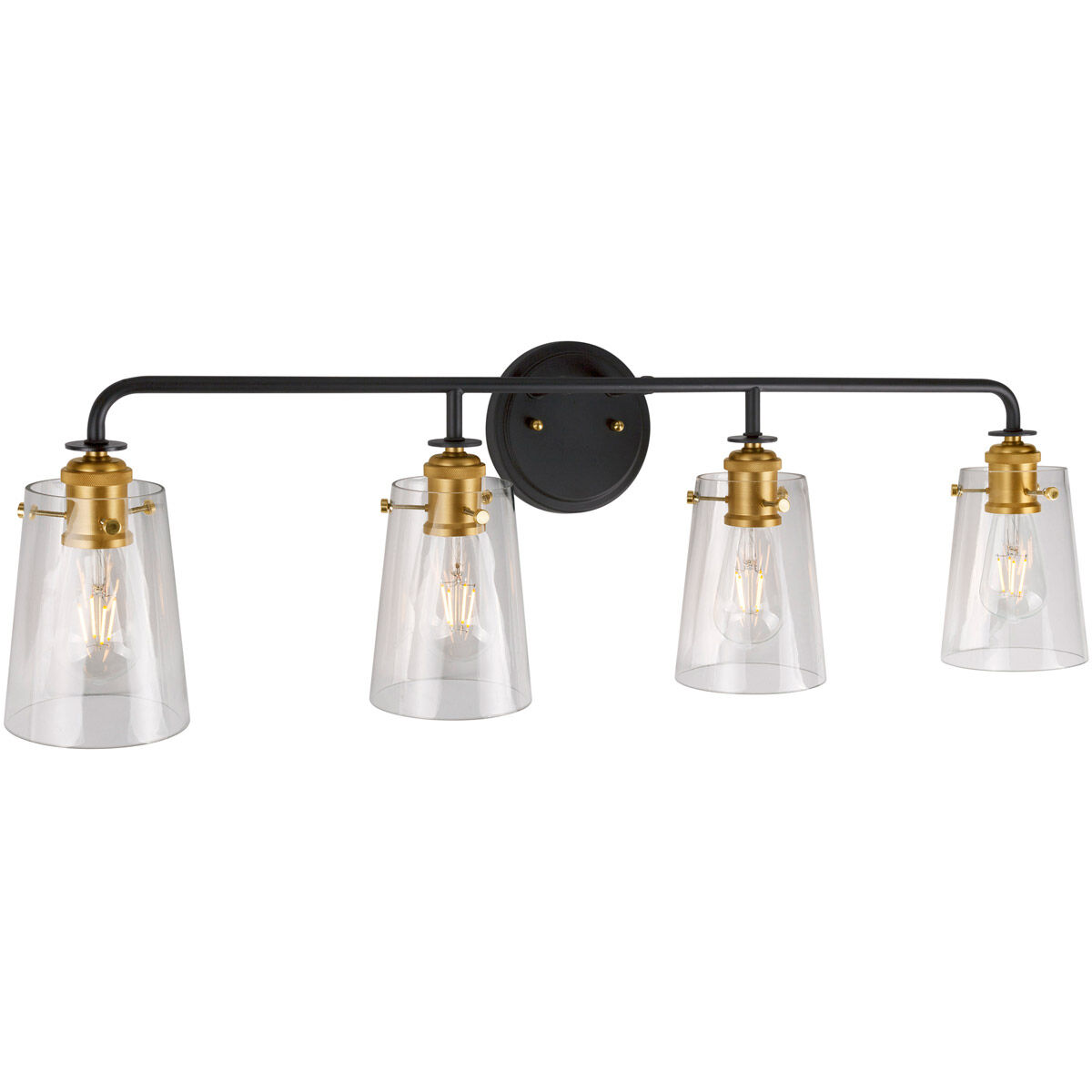 Ronna 4 Light 35 inch Black and Soft Gold Bath & Vanity Wall Light