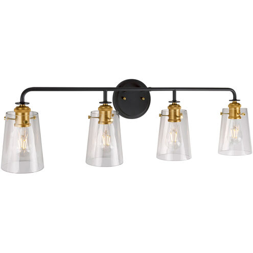 Ronna 4 Light 35 inch Black and Soft Gold Bath & Vanity Wall Light