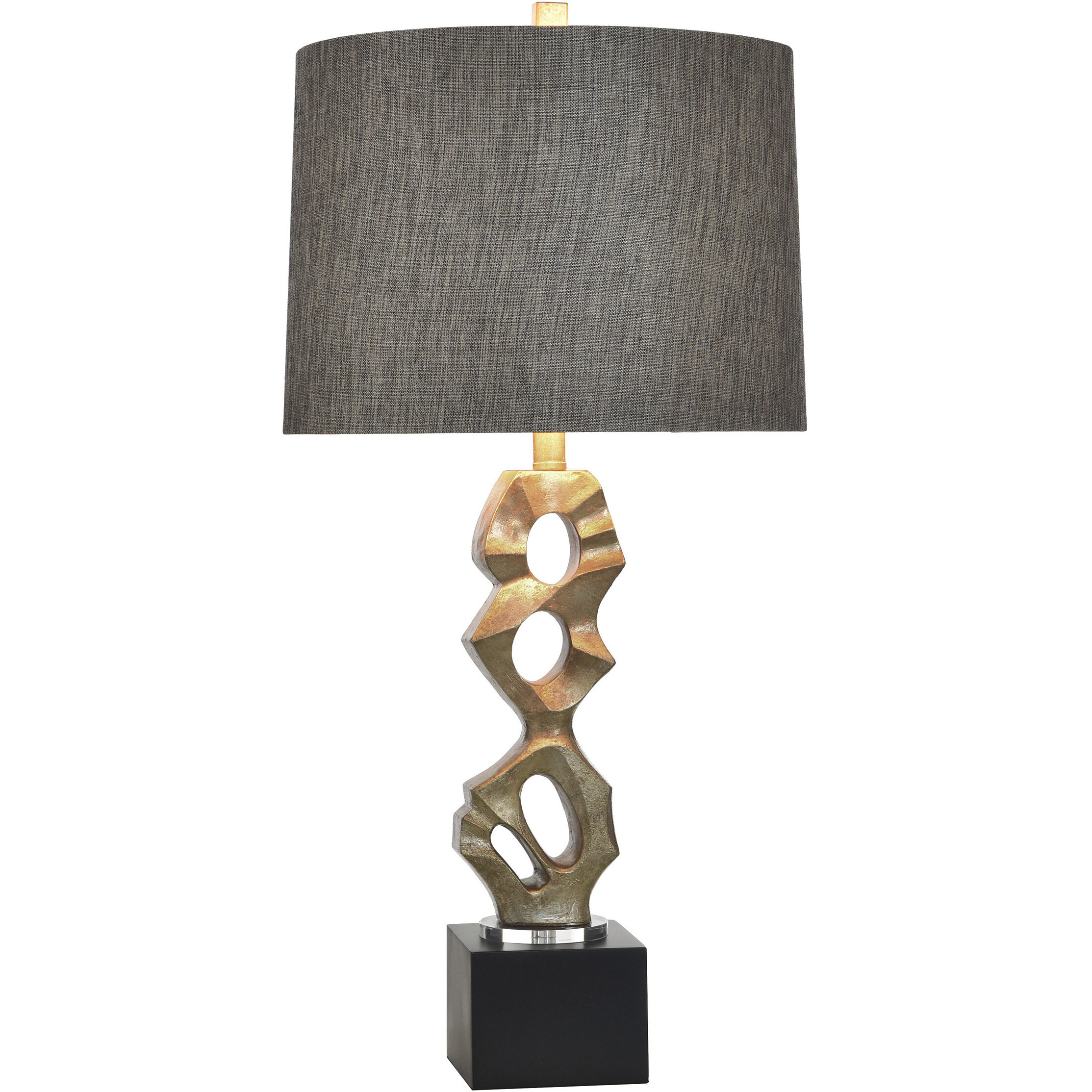 Poly 32.25 inch 100 watt Van Gold and Black and White Table Lamp Portable Light