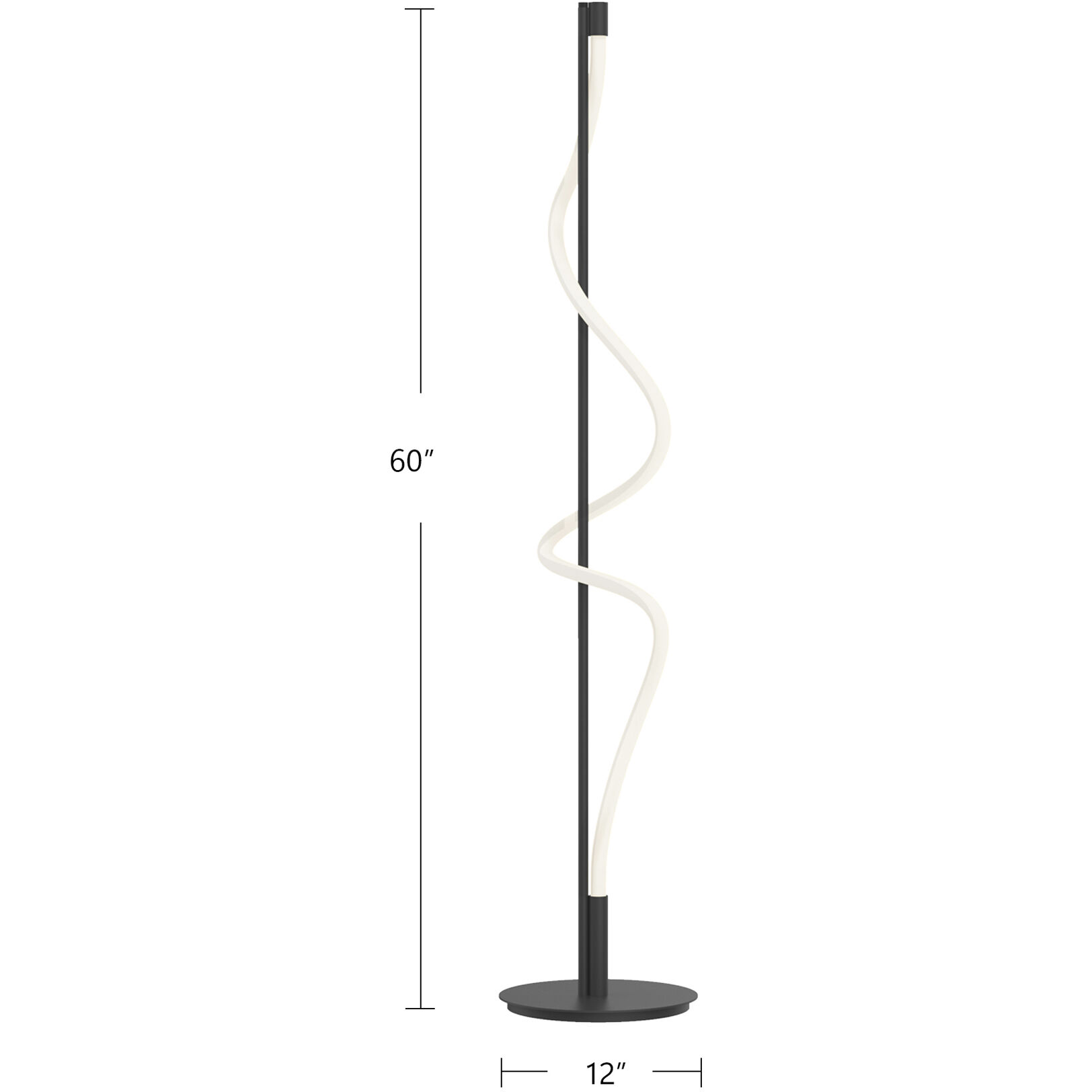 Cursive 60 inch 20.00 watt Black Floor Lamp Portable Light