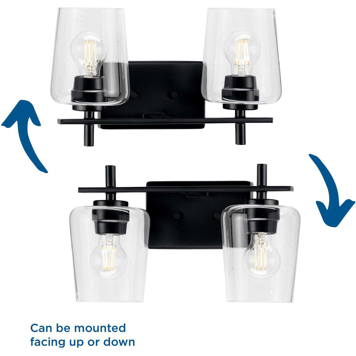 Calais 2 Light 15 inch Matte Black Bath Vanity Wall Light