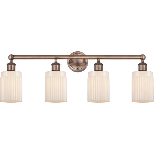 Hadley 4 Light 31.5 inch Antique Copper and Matte White Bath Vanity Light Wall Light