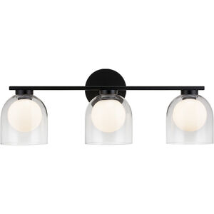 Derbishone 3 Light 22.75 inch Black Wall Sconce Wall Light in Black and Clear