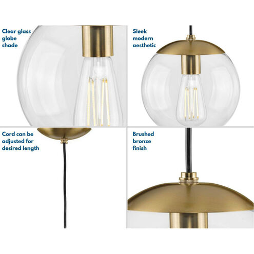 Atwell 1 Light 10 inch Brushed Bronze Pendant Ceiling Light, Medium