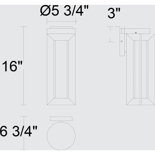 Aura LED 16 inch Sand Black Outdoor Wall Sconce