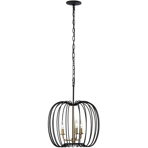 Nico 3 Light 18 inch Carbon and Havana Gold Pendant Ceiling Light