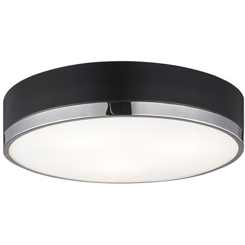 Trydor 3 Light 16 inch Black and Chrome Flush Mount Ceiling Light