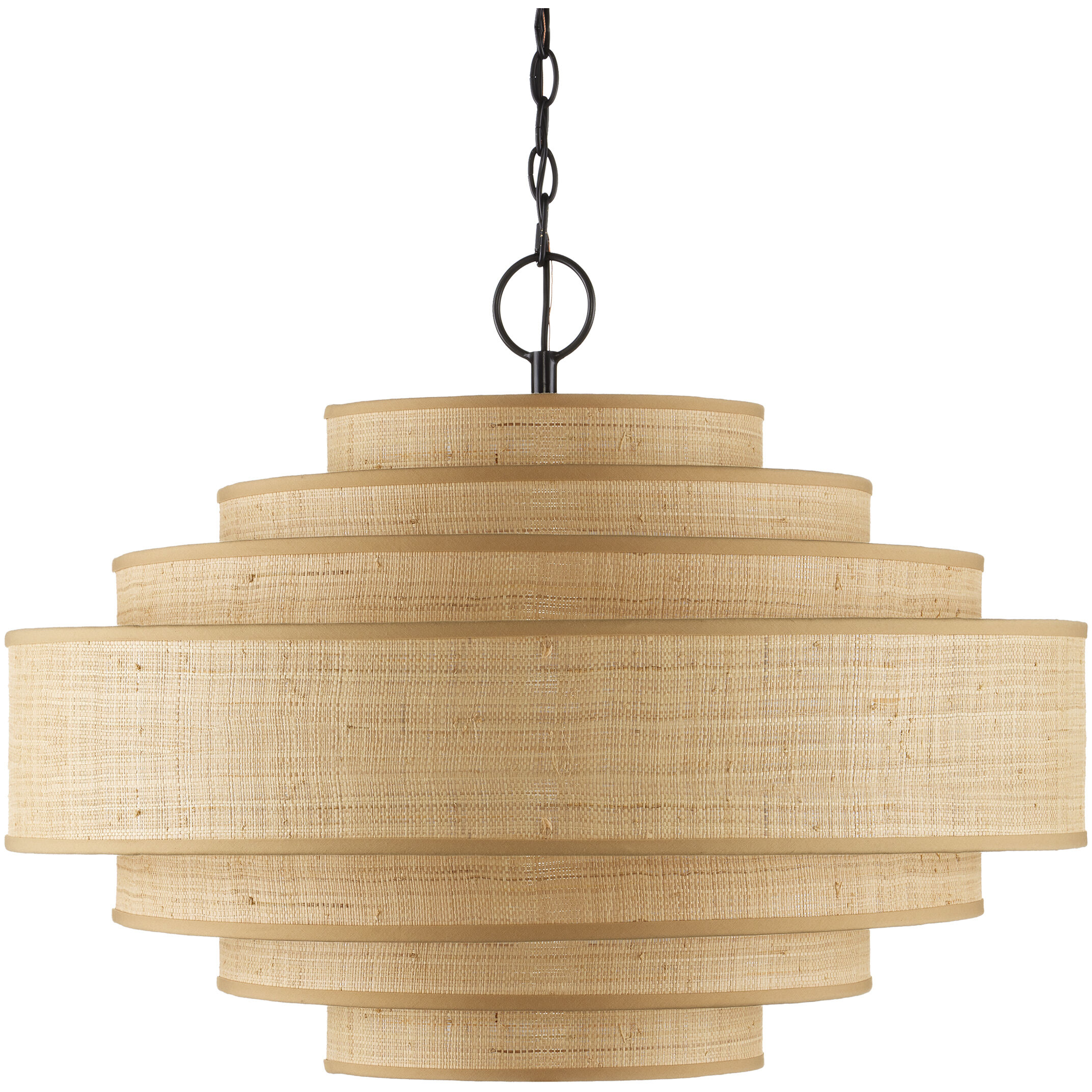 Maura 6 Light 30 inch Satin Black/Natural Chandelier Ceiling Light