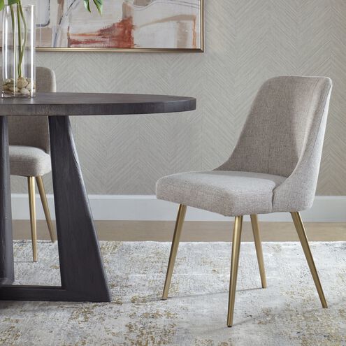 Bramwell Heathered Gray Polyester and Brushed Gold Dining Chair