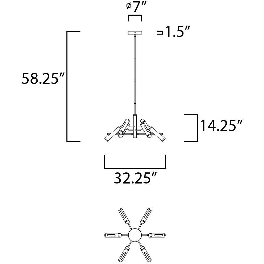 Ambit LED 32.25 inch Black and Satin Nickel Multi-Light Pendant Ceiling Light