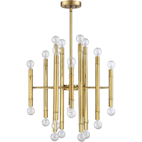 Mid-Century Modern 24 Light 22 inch Natural Brass Chandelier Ceiling Light