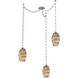 Ellisse 3 Light 15.5 inch Beige Silver Swag Multi-Pendant Ceiling Light in Optic Rib Bronze, Diamond Chain