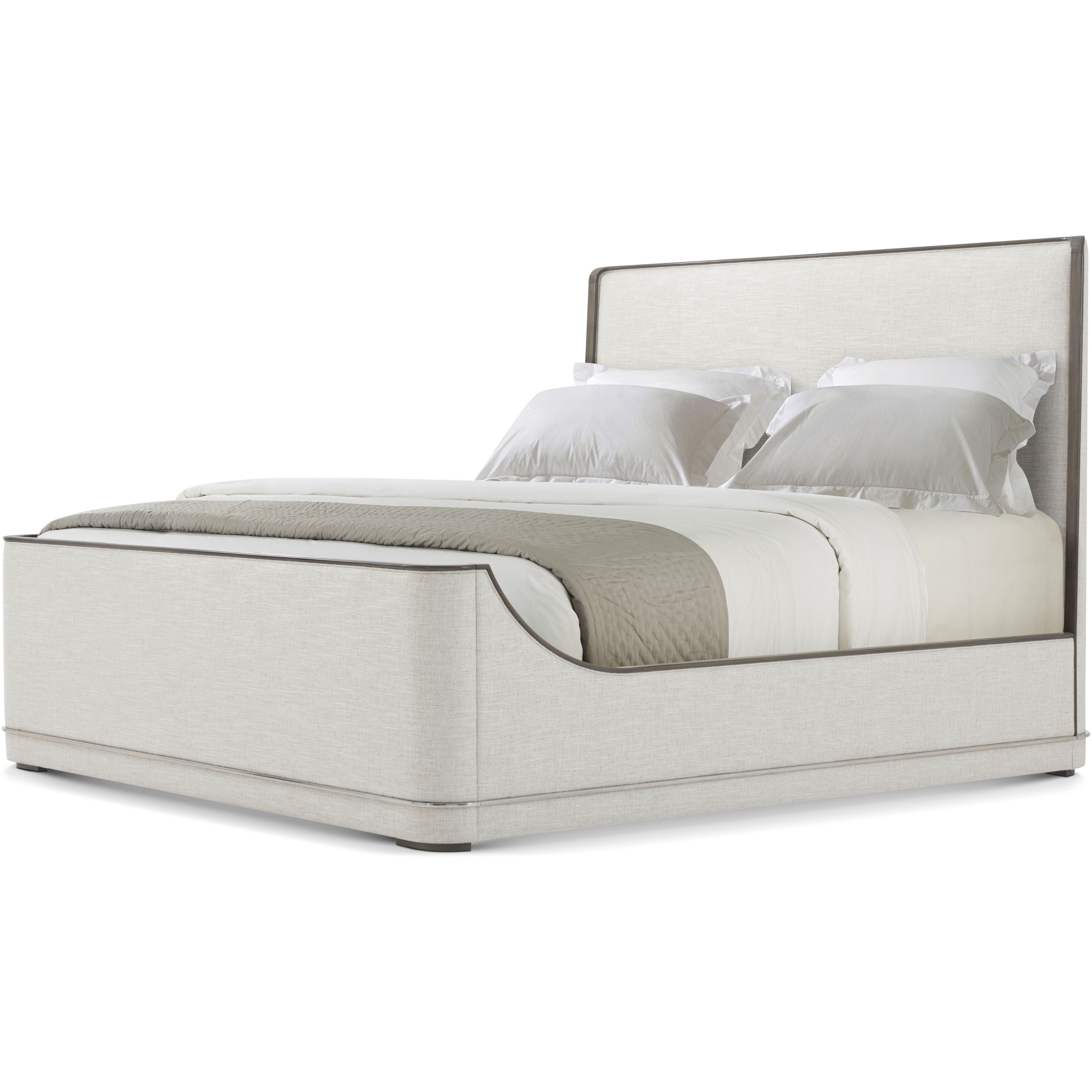 Hudson Pebble Grey US King Bed, Wooden, Upholstered