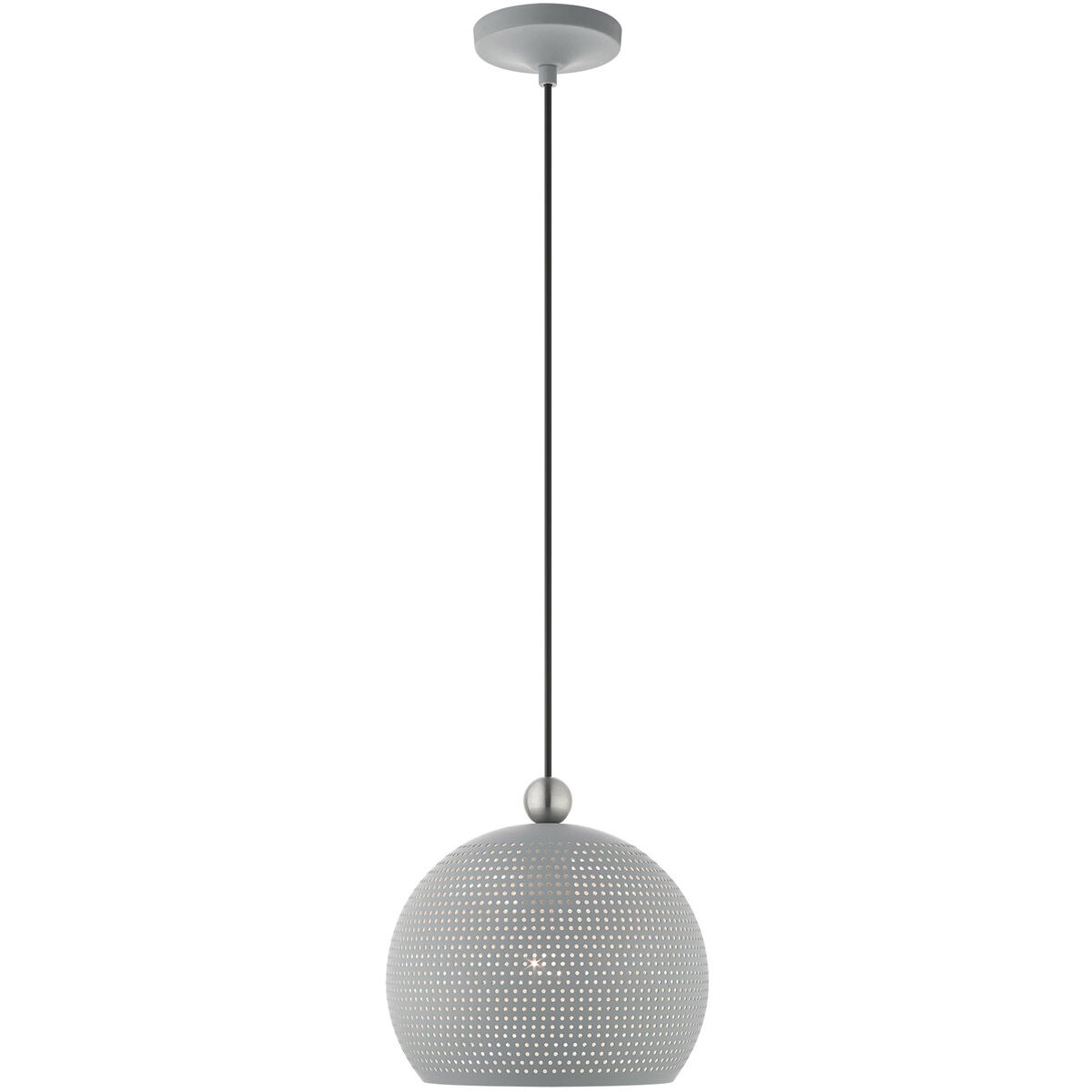 Dublin 1 Light 10 inch Nordic Gray with Brushed Nickel Accents Pendant Ceiling Light