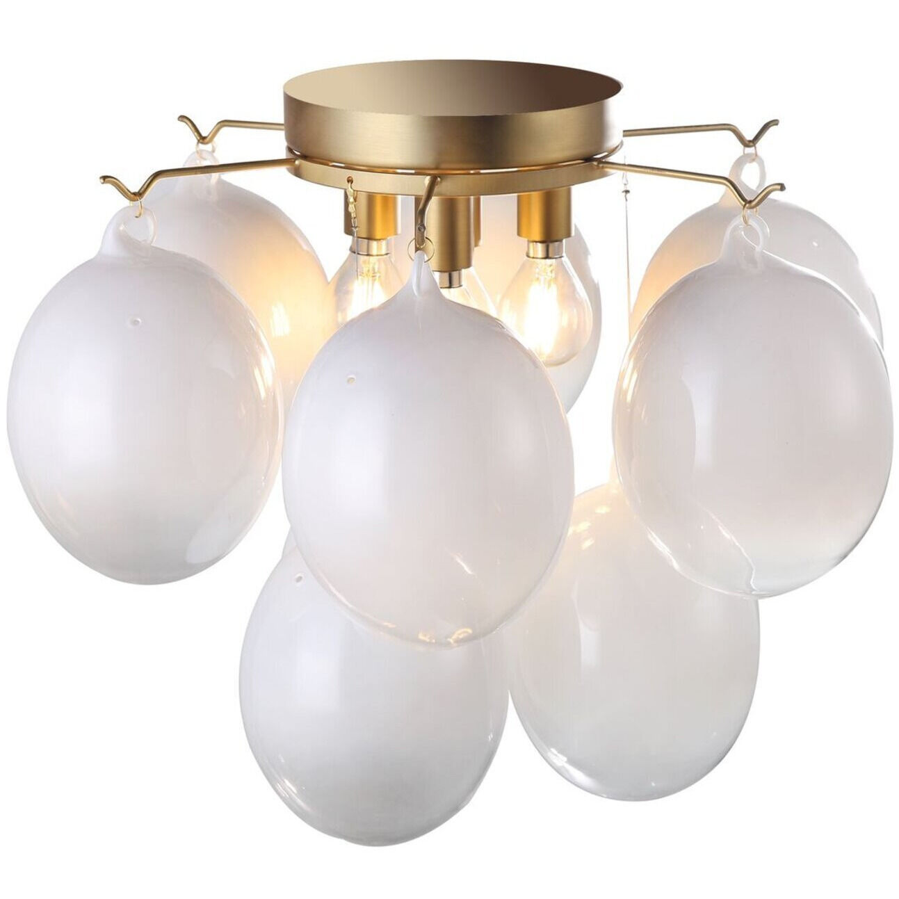 Globo LED 15.75 inch Brass Semi-Flush Mount Ceiling Light in Milky White