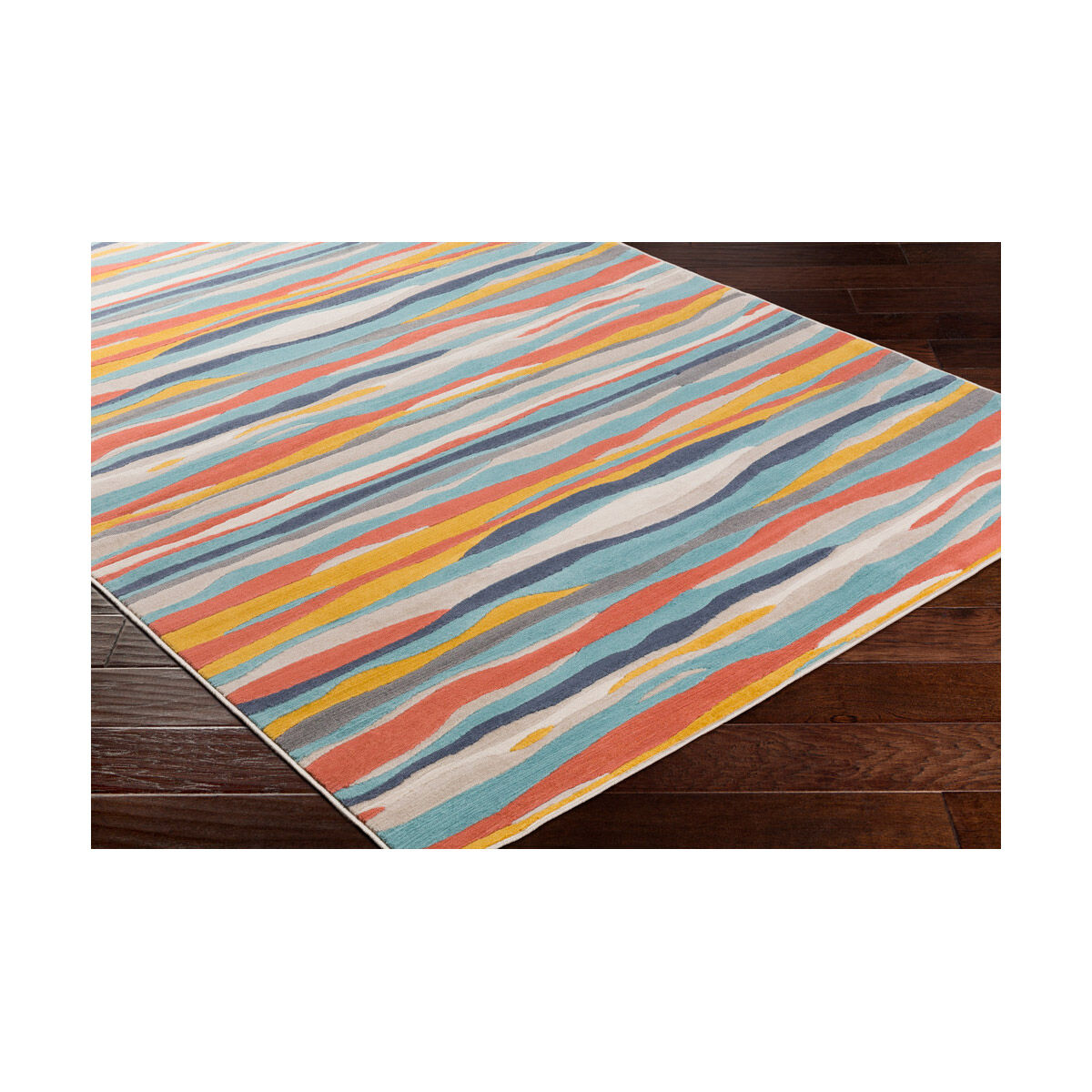 City 67 X 47 inch Aqua/Charcoal/Coral/Mustard/Light Gray/Beige/Taupe Rugs, Rectangle