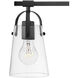 Foster 3 Light 22.75 inch Black Vanity Light Wall Light in Clear