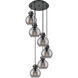 Newton Sphere 6 Light 18.63 inch Matte Black Multi Pendant Ceiling Light in Light Smoke Glass