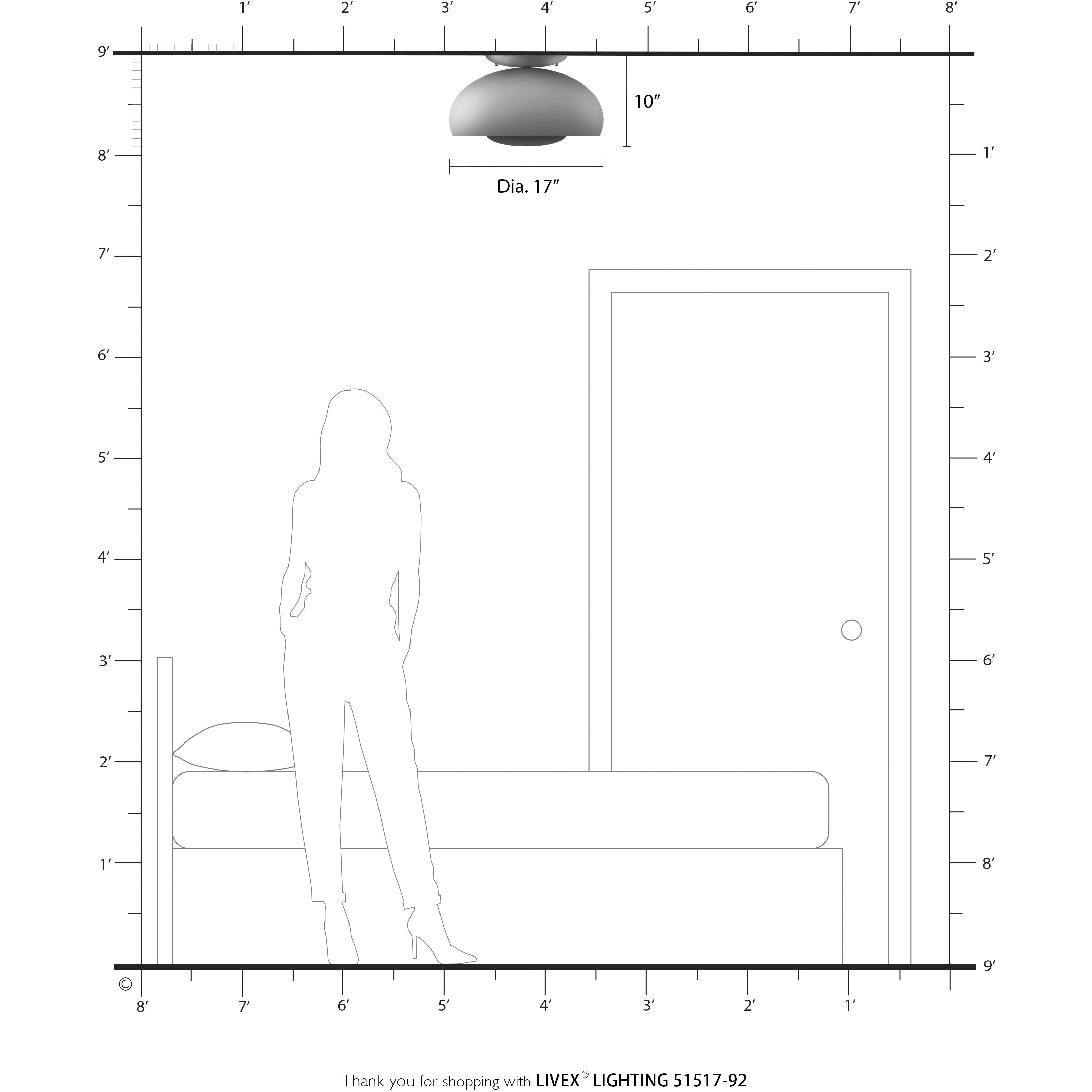 Domma 3 Light 17 inch English Bronze Semi Flush Mount Ceiling Light, Large