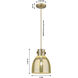 Downtown Urban Newton Bell 1 Light 8 inch Brushed Brass Pendant Ceiling Light in Matte White